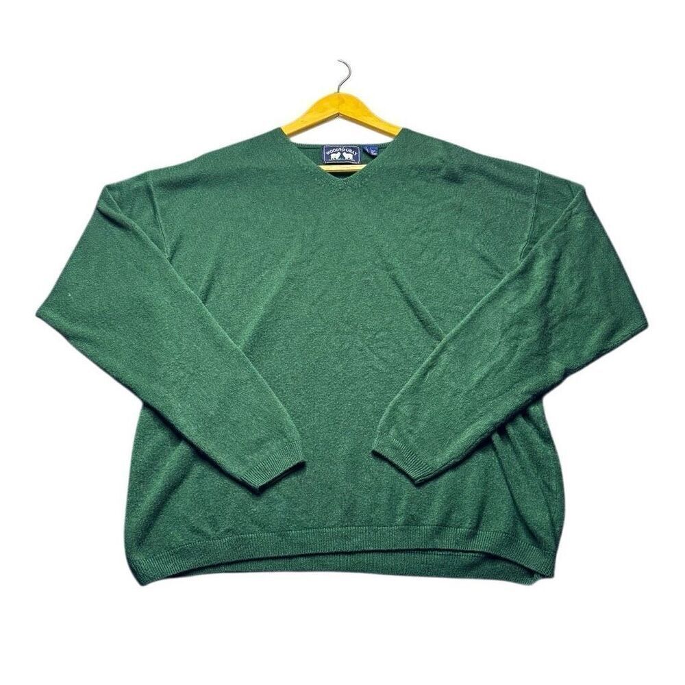 Woods and Gray Green V Neck Knit Sweater Mens XL Preppy Golf Acrylic Spring